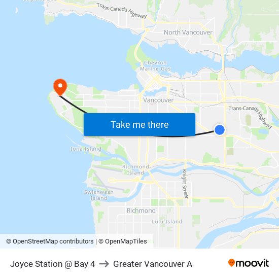 Joyce Station @ Bay 4 to Greater Vancouver A map