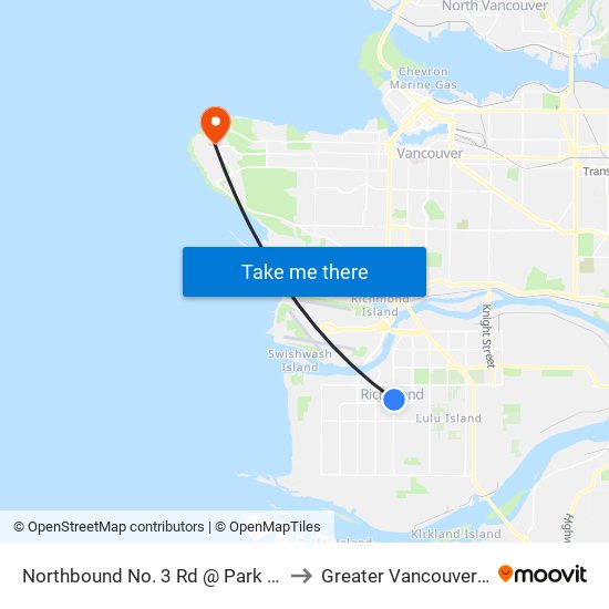 Northbound No. 3 Rd @ Park Rd to Greater Vancouver A map