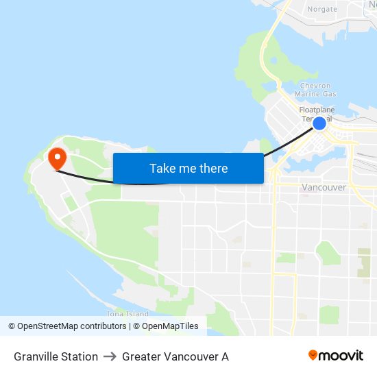 Granville Station to Greater Vancouver A map