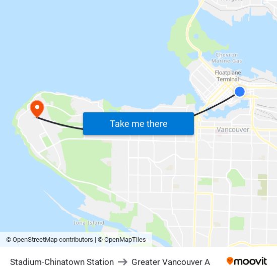 Stadium-Chinatown Station to Greater Vancouver A map