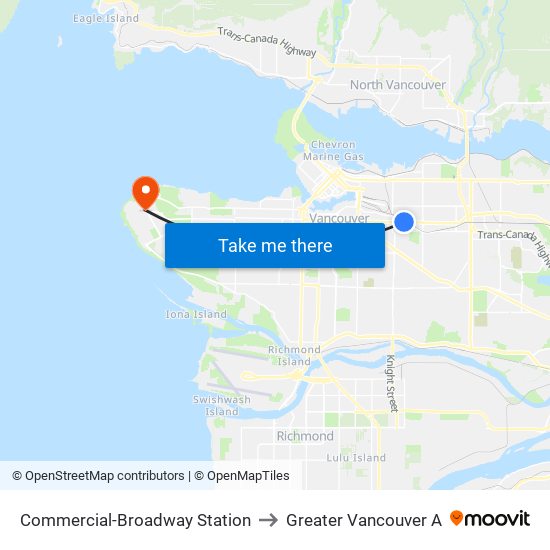 Commercial-Broadway Station to Greater Vancouver A map