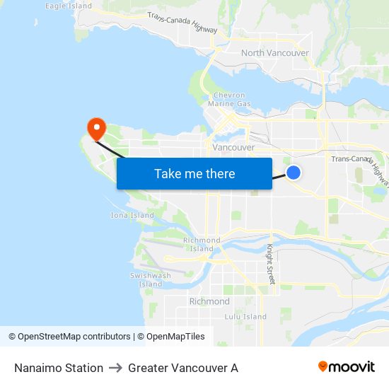 Nanaimo Station to Greater Vancouver A map