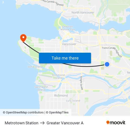 Metrotown Station to Greater Vancouver A map
