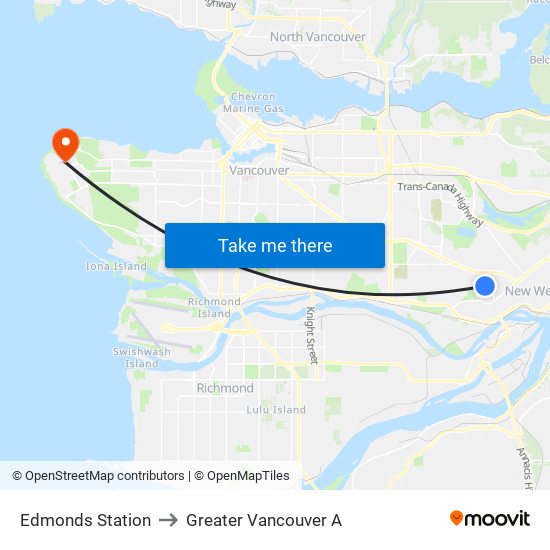 Edmonds Station to Greater Vancouver A map