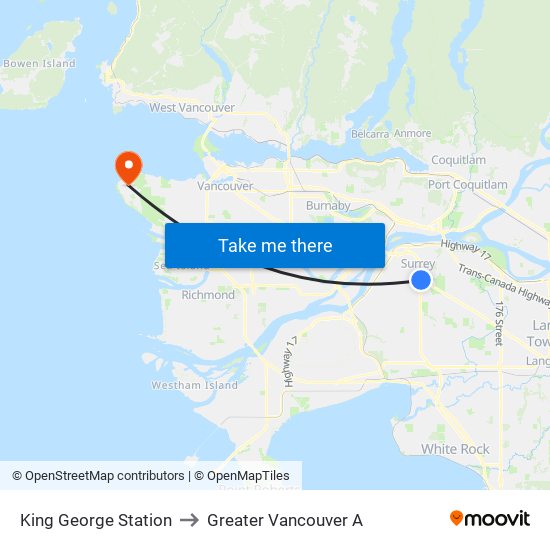 King George Station to Greater Vancouver A map
