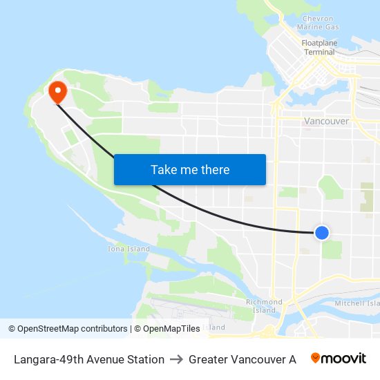 Langara-49th Avenue Station to Greater Vancouver A map
