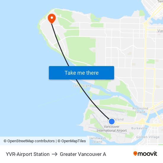 YVR-Airport Station to Greater Vancouver A map