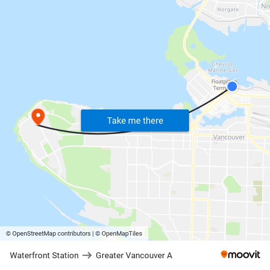 Waterfront Station to Greater Vancouver A map