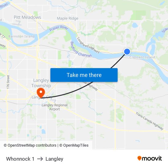 Whonnock 1 to Langley map