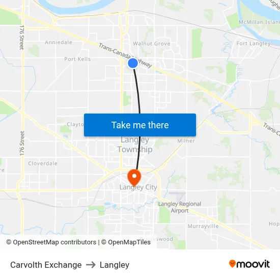 Carvolth Exchange to Langley map