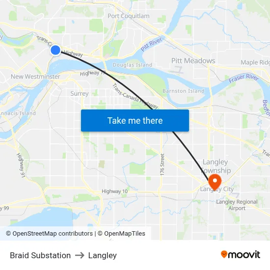 Braid Substation to Langley map