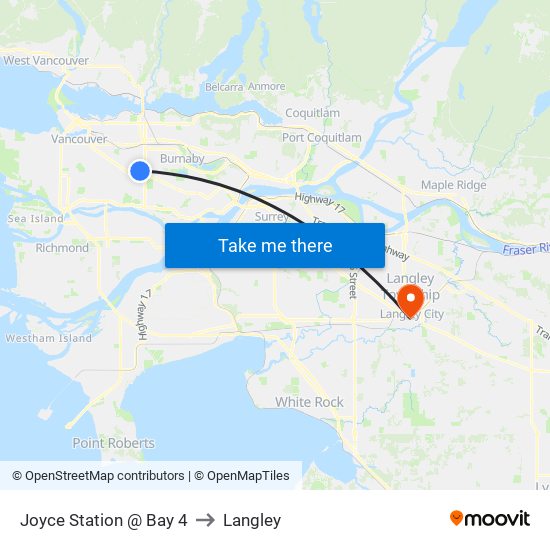 Joyce Station @ Bay 4 to Langley map