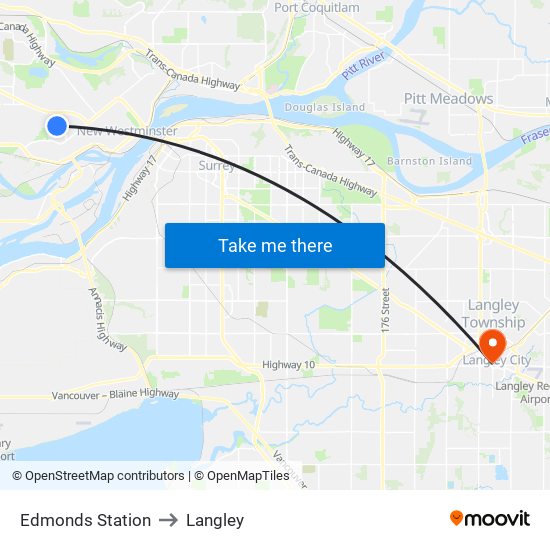 Edmonds Station to Langley map
