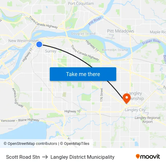 Scott Road Stn to Langley District Municipality map