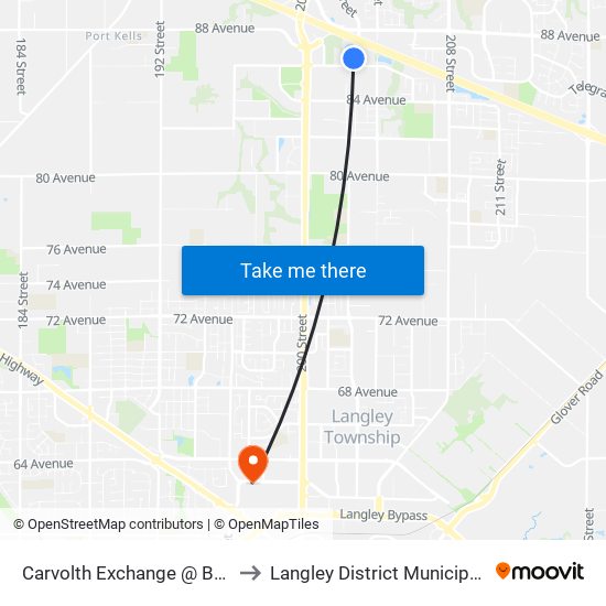 Carvolth Exchange @ Bay 9 to Langley District Municipality map