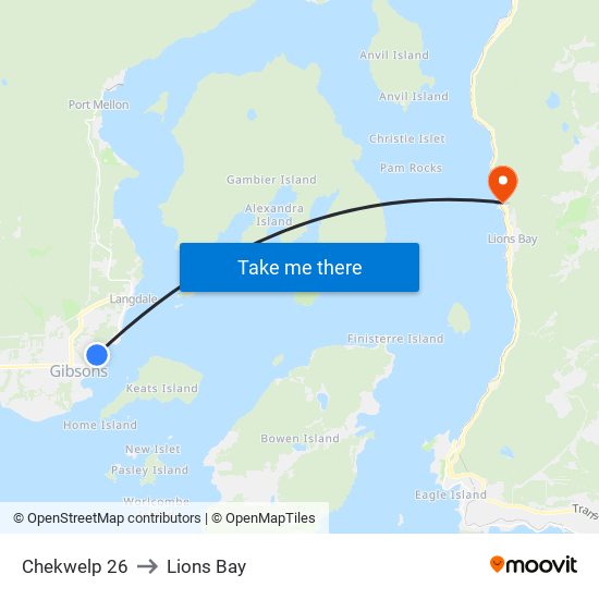 Chekwelp 26 to Lions Bay map