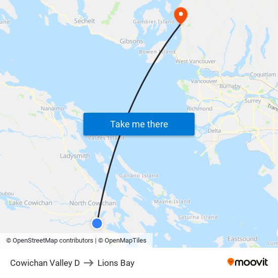 Cowichan Valley D to Lions Bay map