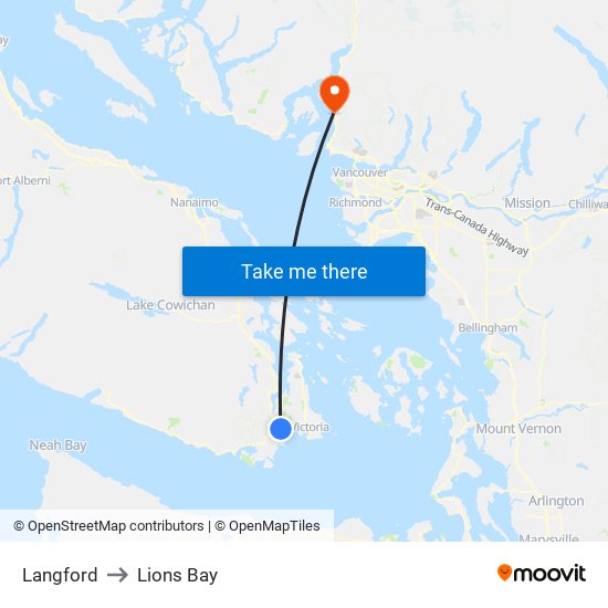 Langford to Lions Bay map