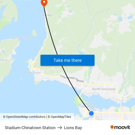 Stadium-Chinatown Station to Lions Bay map