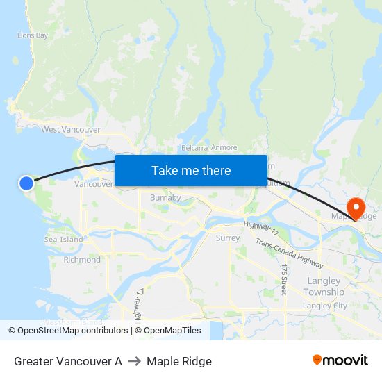 Greater Vancouver A to Maple Ridge map