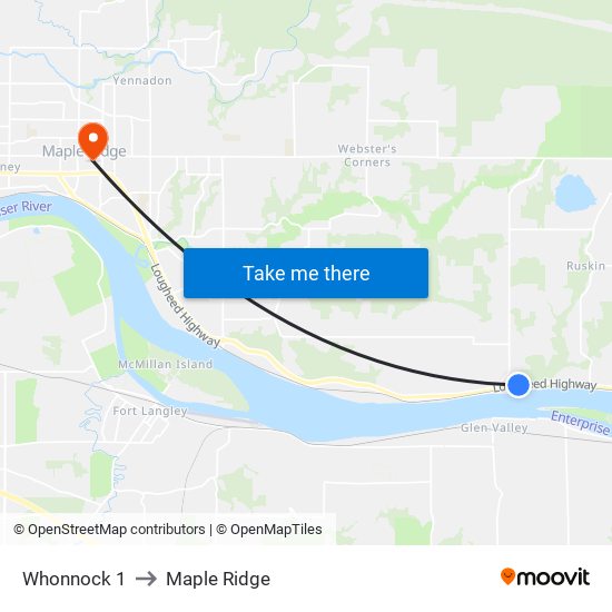 Whonnock 1 to Maple Ridge map