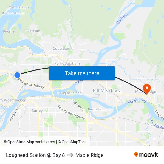 Lougheed Station @ Bay 8 to Maple Ridge map