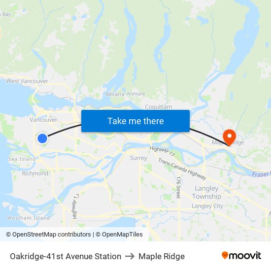 Oakridge-41st Avenue Station to Maple Ridge map