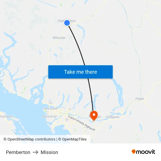 Pemberton to Mission map