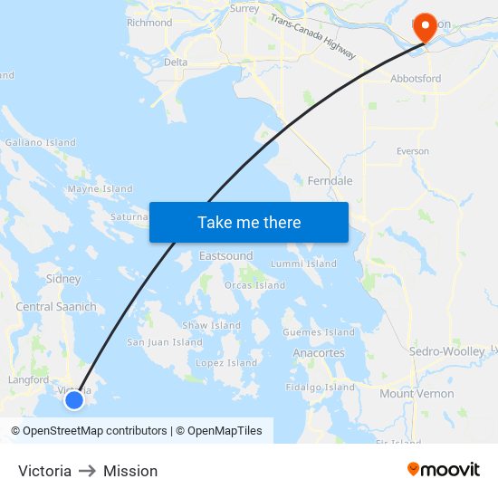 Victoria to Mission map