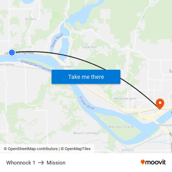 Whonnock 1 to Whonnock 1 map