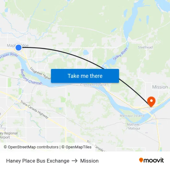 Haney Place Bus Exchange to Mission map