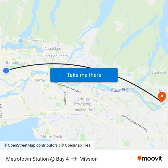 Metrotown Station @ Bay 4 to Mission map