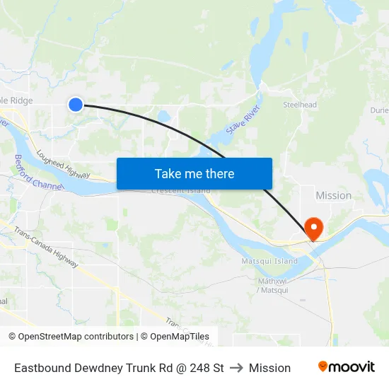 Eastbound Dewdney Trunk Rd @ 248 St to Mission map