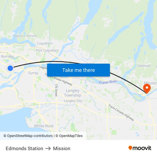 Edmonds Station to Mission map