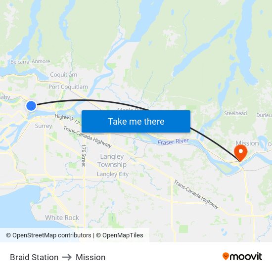 Braid Station to Mission map