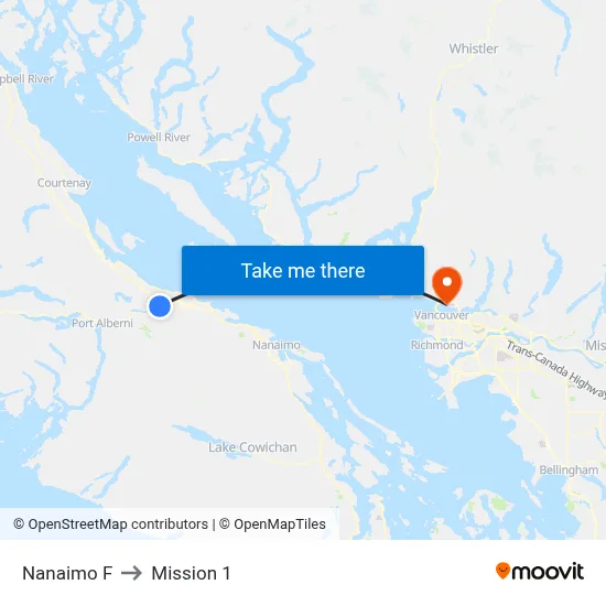 Nanaimo F to Mission 1 map