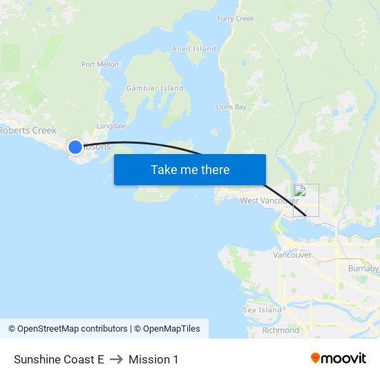 Sunshine Coast E to Mission 1 map