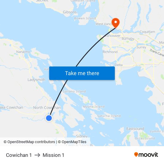 Cowichan 1 to Mission 1 map