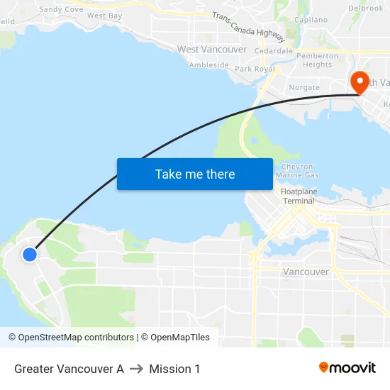 Greater Vancouver A to Mission 1 map