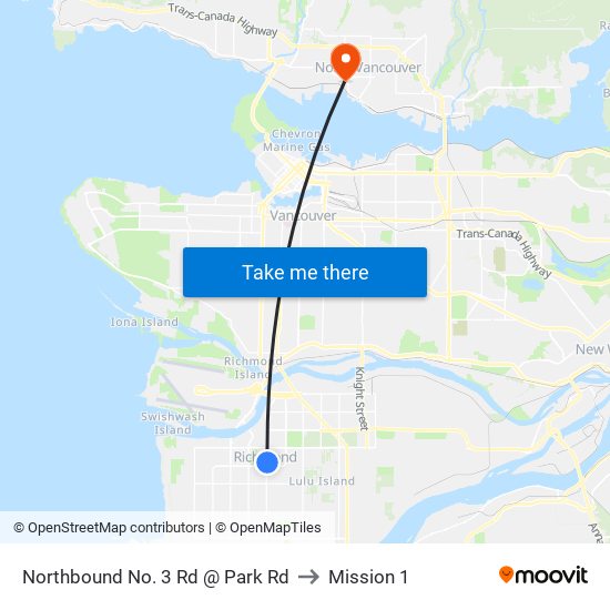 Northbound No. 3 Rd @ Park Rd to Mission 1 map