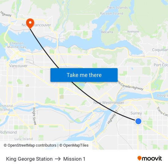 King George Station to Mission 1 map