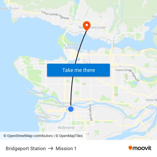 Bridgeport Station to Mission 1 map