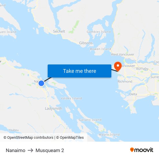Nanaimo to Musqueam 2 map