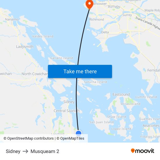 Sidney to Musqueam 2 map