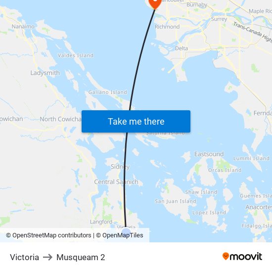 Victoria to Musqueam 2 map