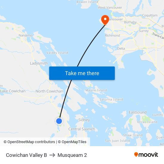 Cowichan Valley B to Musqueam 2 map