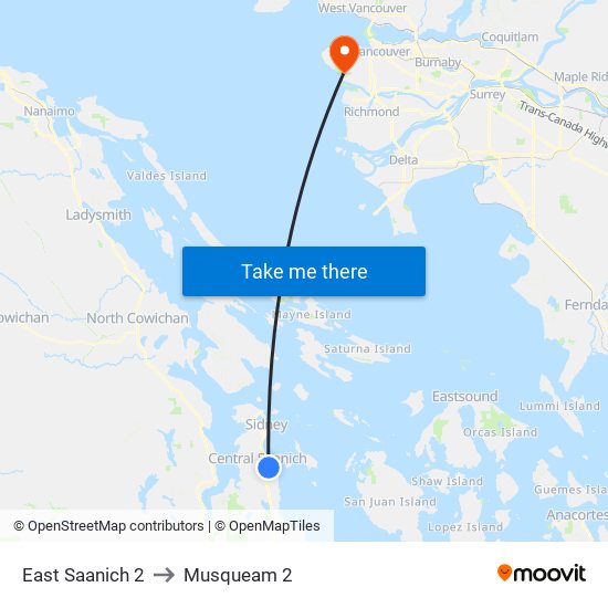 East Saanich 2 to Musqueam 2 map