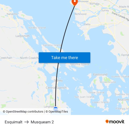 Esquimalt to Musqueam 2 map