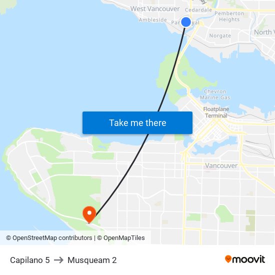 Capilano 5 to Musqueam 2 map