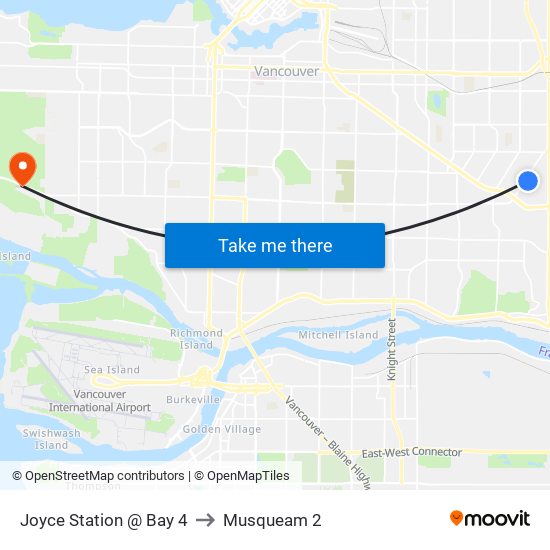 Joyce Station @ Bay 4 to Musqueam 2 map